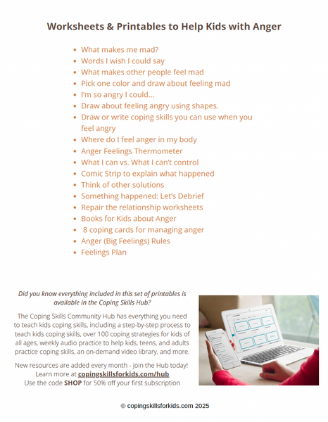 Printables to Help Kids with Anger