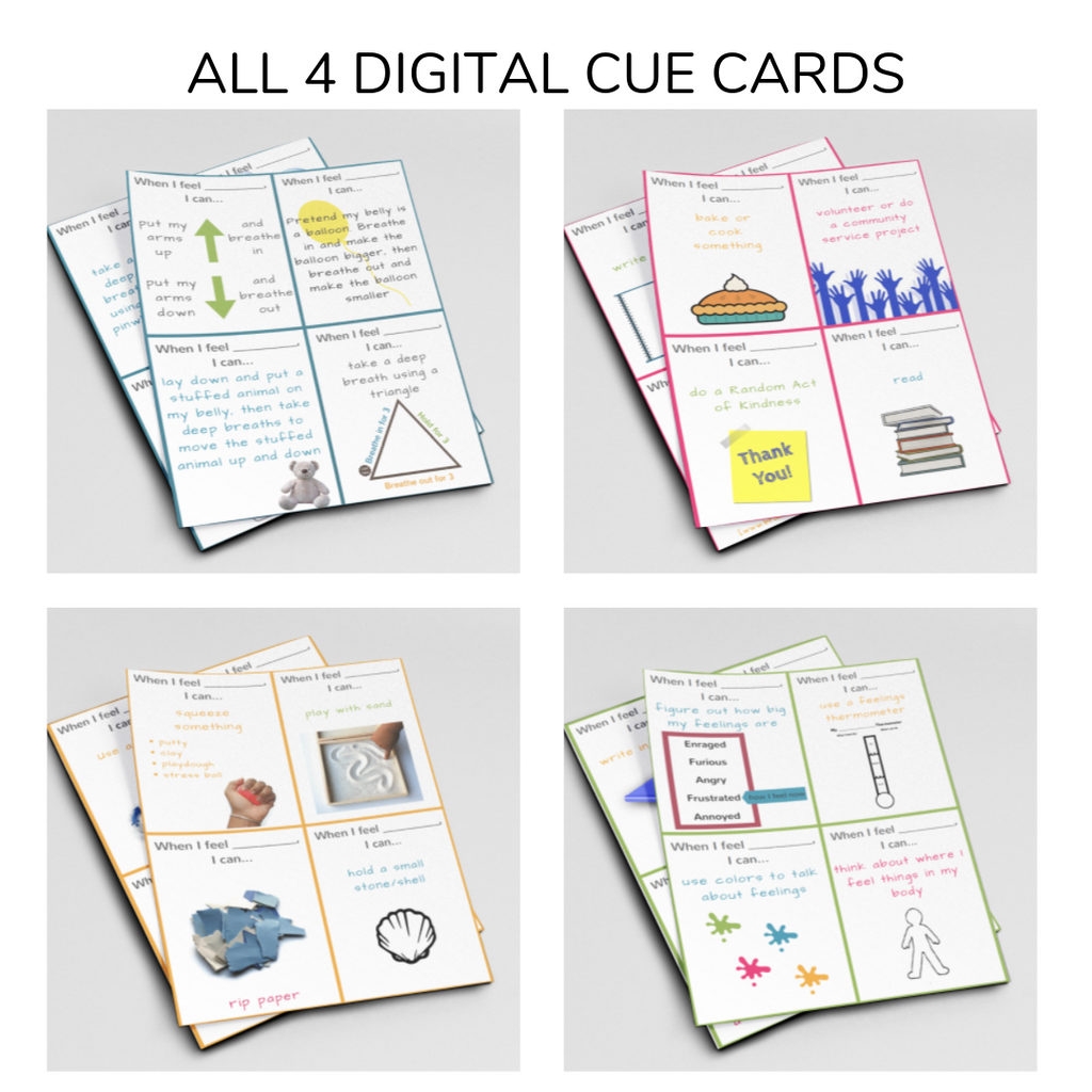 Set of 4 Ready to Use Coping Skills Cue Cards