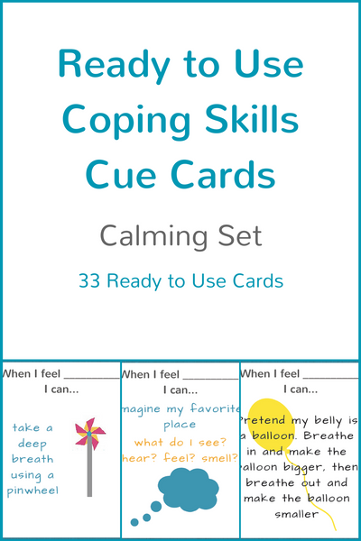 Set of 4 Ready to Use Coping Skills Cue Cards