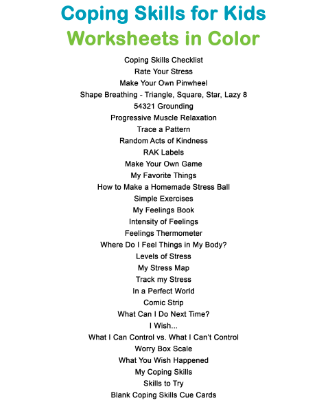 Coping Skills for Kids Workbook Full-Color Worksheets
